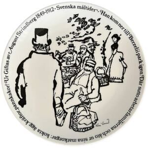 Vintage Gustavberg Decorative Plate Sweden Svenska 1975 White Black Nostalgia